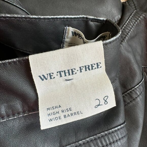 NWT Free People We The Free Misha Vegan Leather Pants Barrel Wide Leg Jeans 28 - Picture 4 of 9